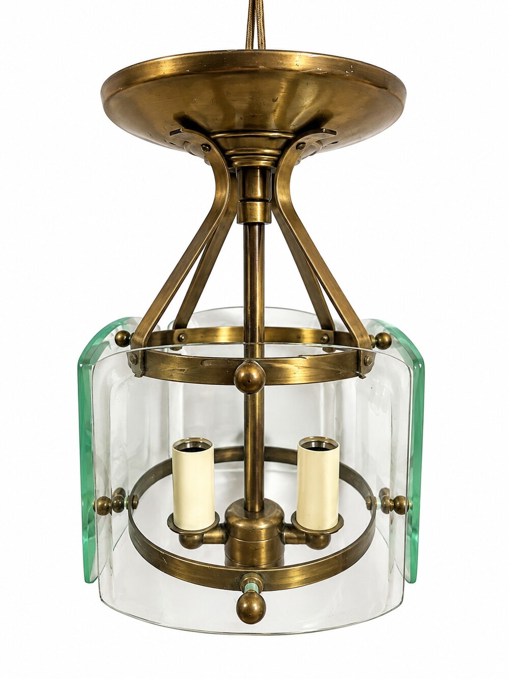 Streamline Modern Brass & Curved Glass Ceiling Light